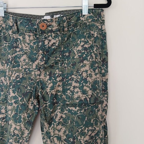 Anthropologie Hei Hei Sylvan Green Floral Camouflage Stretch Cargo Pants Size 29 - Picture 6 of 9